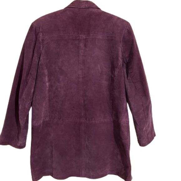 Michael Mims Kathy Cole 100% Genuine Leather Mid Length Burgundy Coat Sz-M/L - Picture 5 of 5